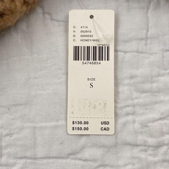 NWT Anthropologie Chunky Knit Cropped Tan Plush Sweater size Small - Picture 8 of 12